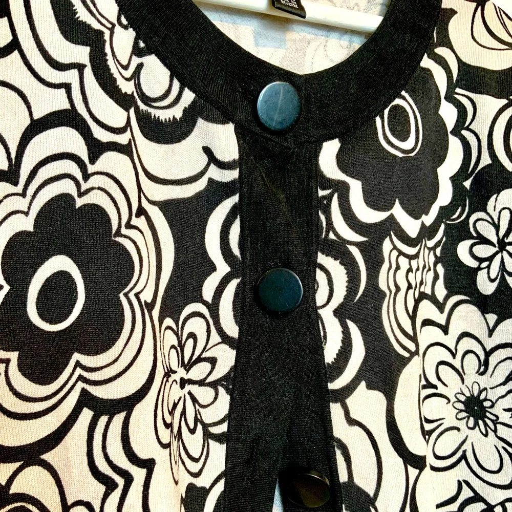Cable and Gague cardigan sweater Petitie M, black and grey mod pattern - Picture 6 of 15